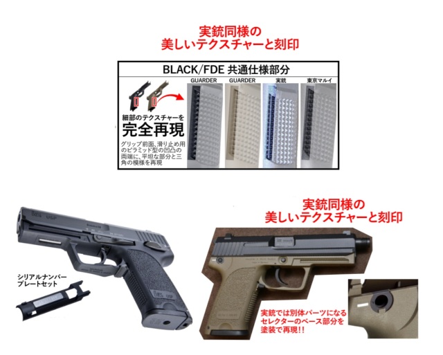 Guarder マルイ USP9用 (BK/FDE)リアル刻印フレーム(シリアルナンバー