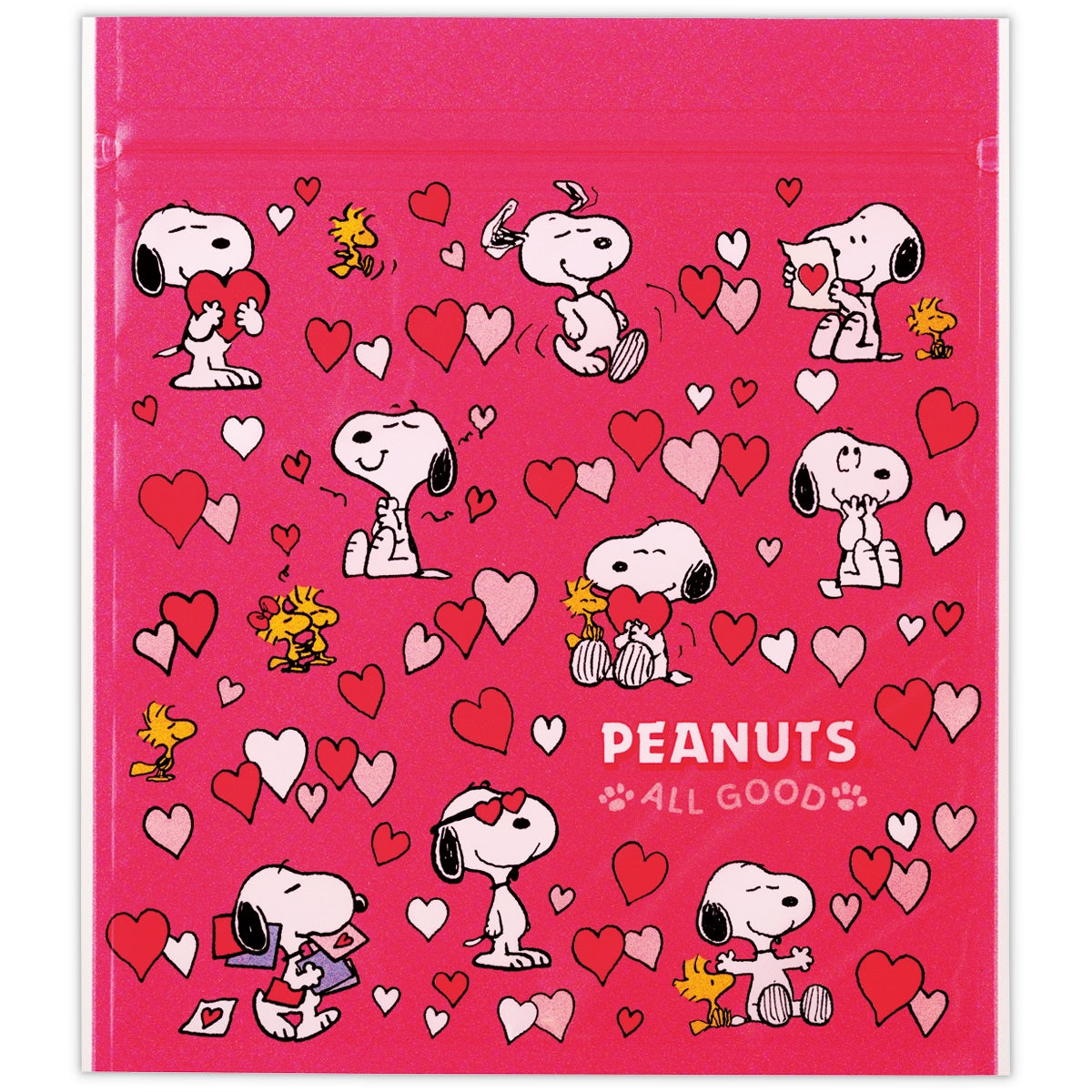 スヌーピー LOVE 愛おしむ【Peanuts All Good／ジッパーバッグ（大きめ