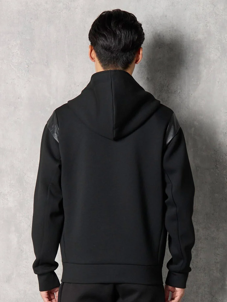 1PIU1UGUALE3 RELAX】LEATHER LINE PUNCH フーディ 秋冬（ウノ ピゥ