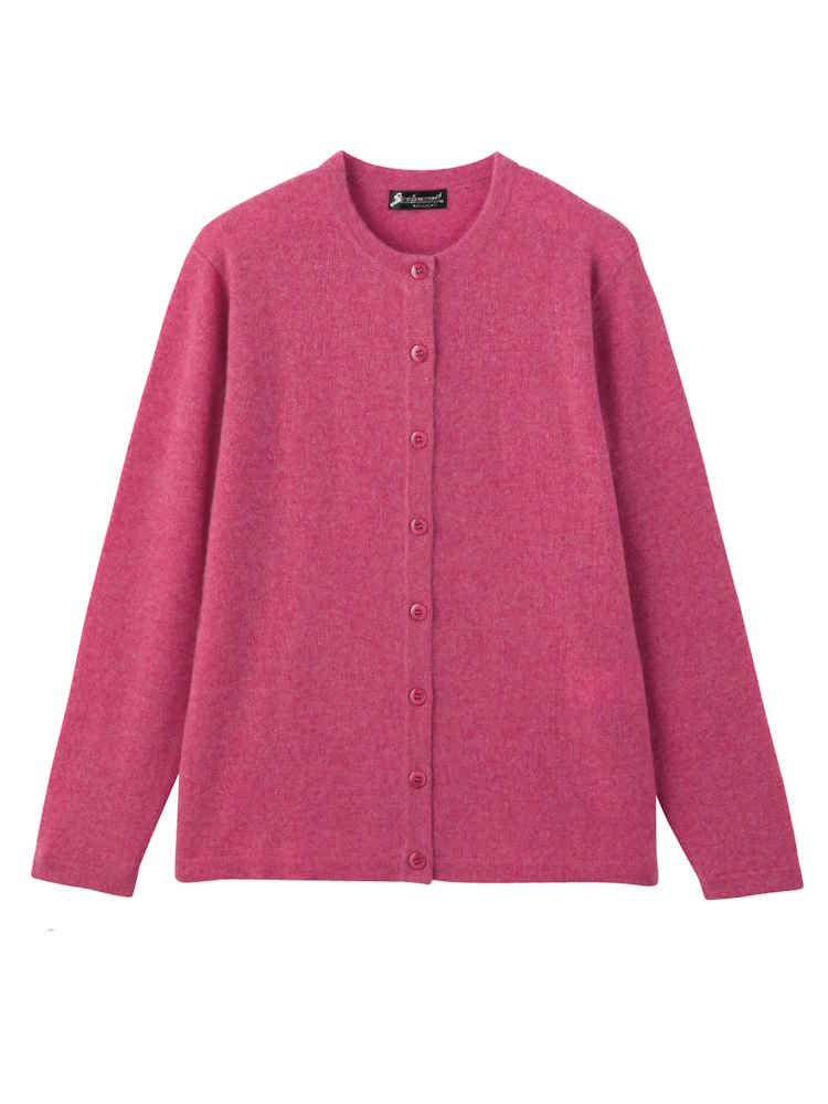 ピンク系 レディース カシミヤカーディガン／婦人用／前開き