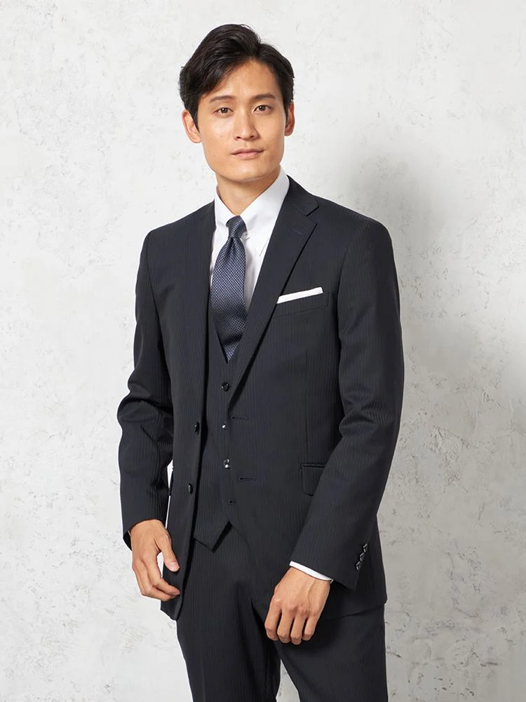 ブラック 【上下ウォッシャブル】スリーピーススーツ 2つボタン