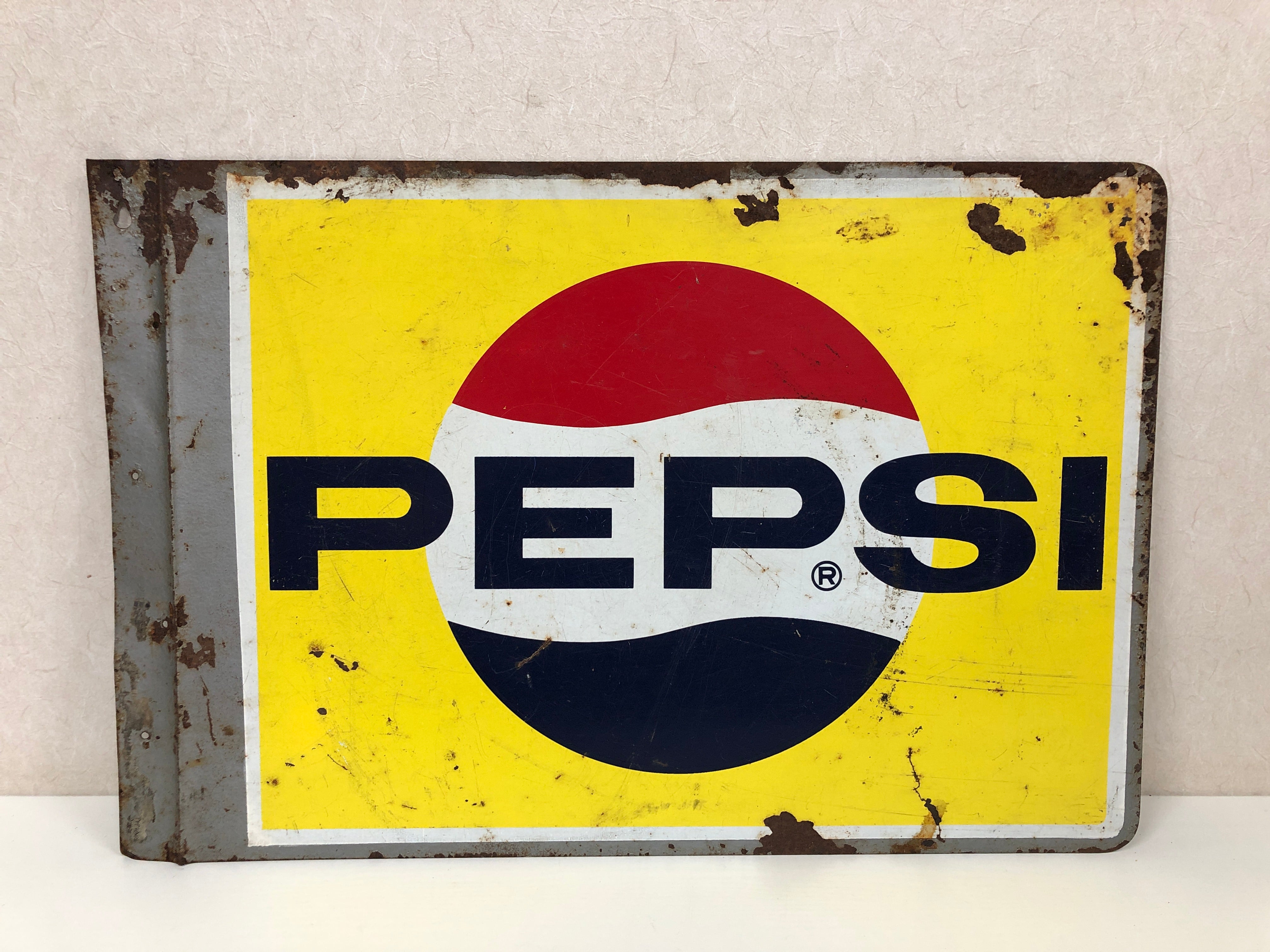 Y4005 SIGNBOARD Iron sign Pepsi Cola double-sided Japan antique