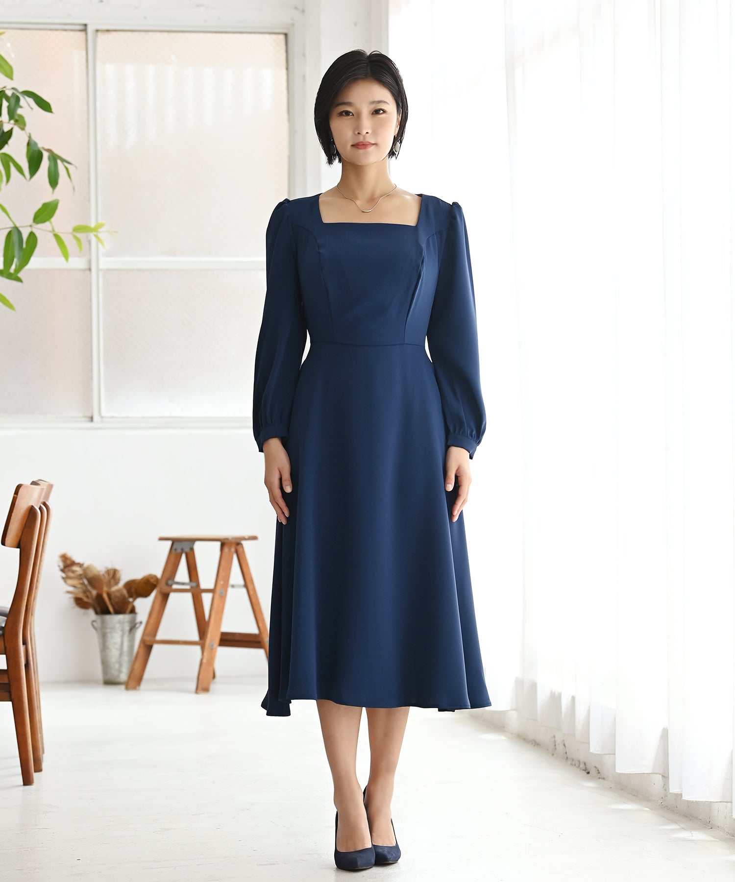 長袖スクエアネックワンピース – ワンピース・ドレス – HEART CLOSET