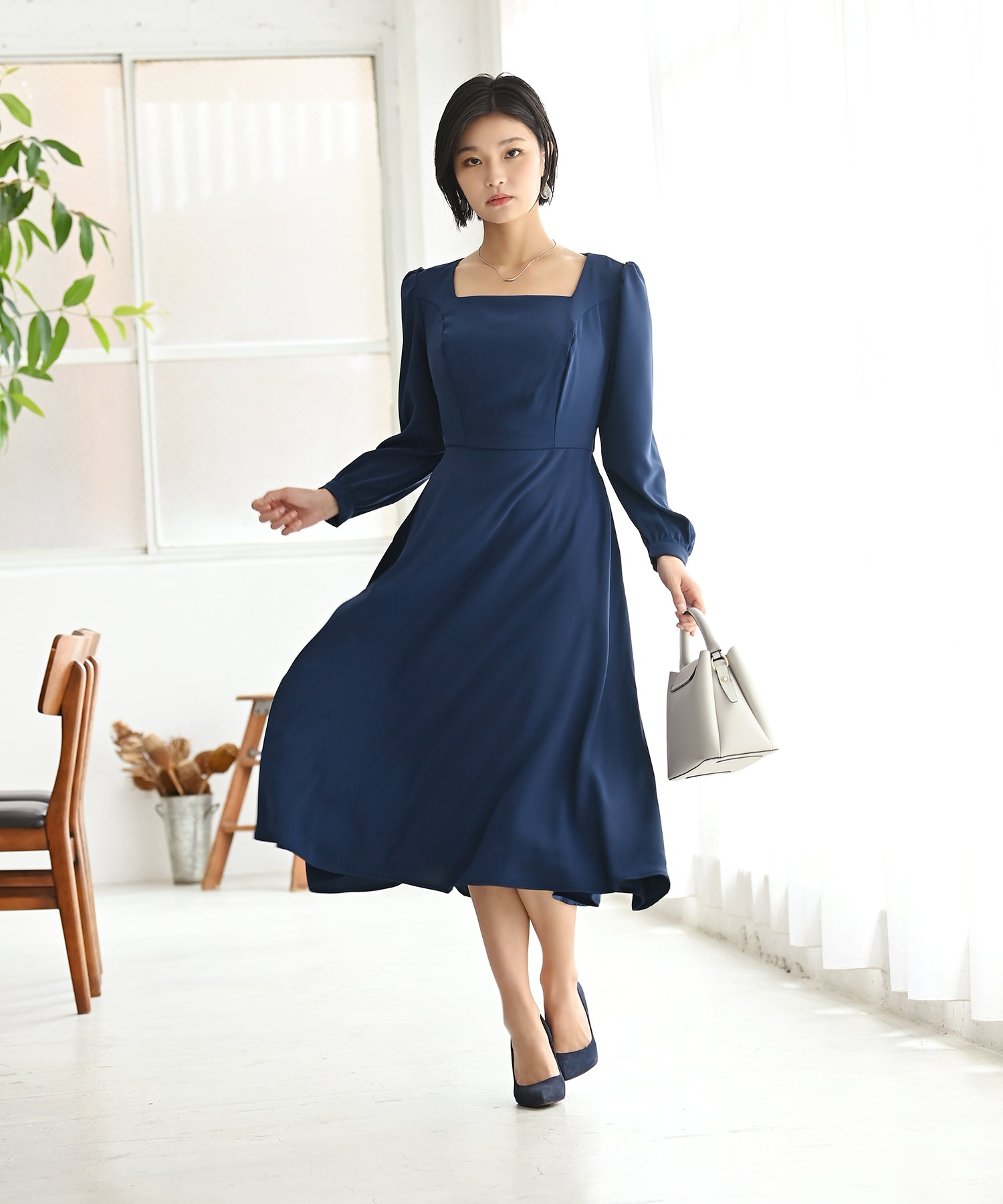 長袖スクエアネックワンピース – ワンピース・ドレス – HEART CLOSET