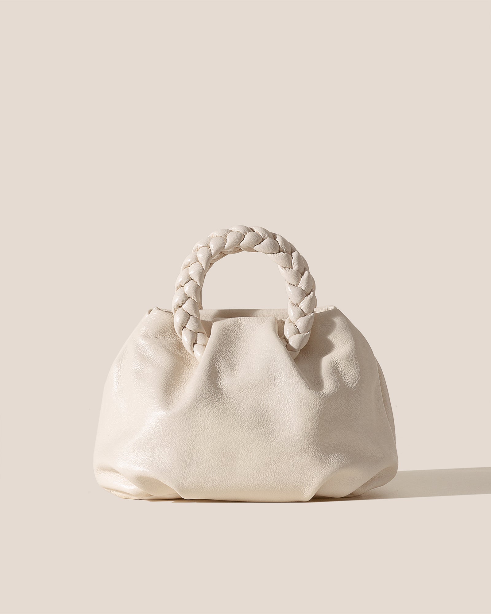 BOMBON M SUPPLE SHINY - Medium Plaited-handle Leather Handbag