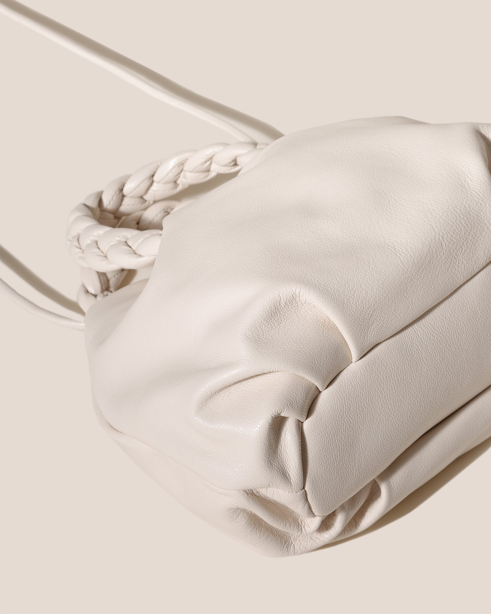 BOMBON M SUPPLE SHINY - Medium Plaited-handle Leather Handbag