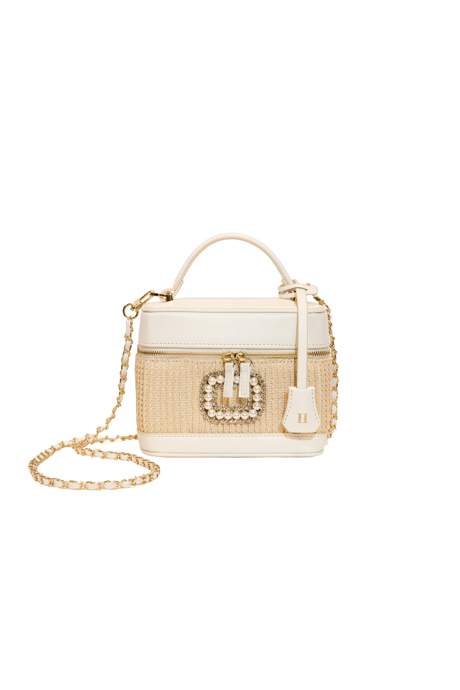 Raffia Effect Crystal Vanity Bag