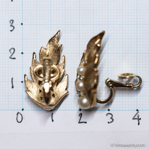 Trifari トリファリ-ゴールド＆パール・リーフ・ヴィンテージ