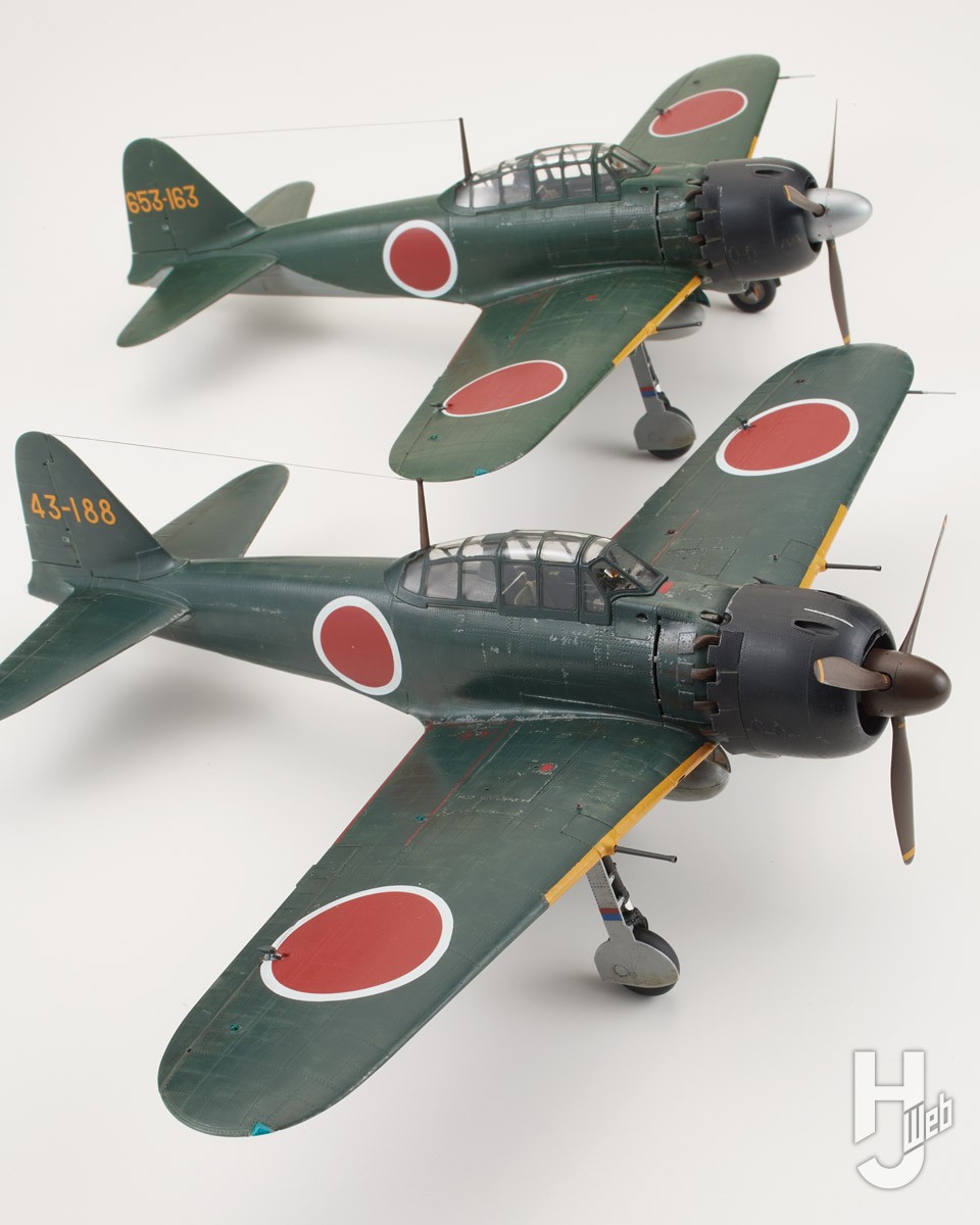 ファインモールド「零式艦上戦闘機五二型甲（三菱製・中島製）」を退色