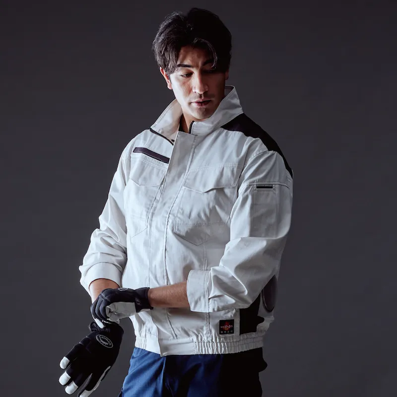 V4202難燃長袖ブルゾン 空調機能を取り入れたファン付き作業服- HOOH