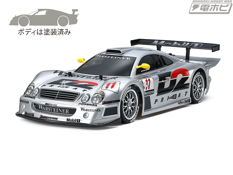 メルセデス・ベンツ CLK-GTR」の電動RCカーが、ボディをシルバーで塗装