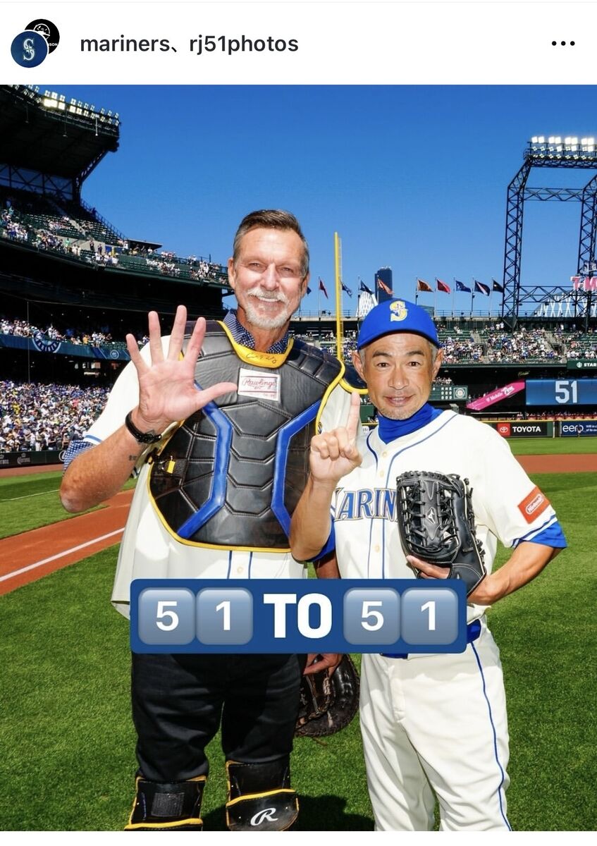 イチロー氏、同じ「51」のレジェンド左腕相手に始球式 永久欠番