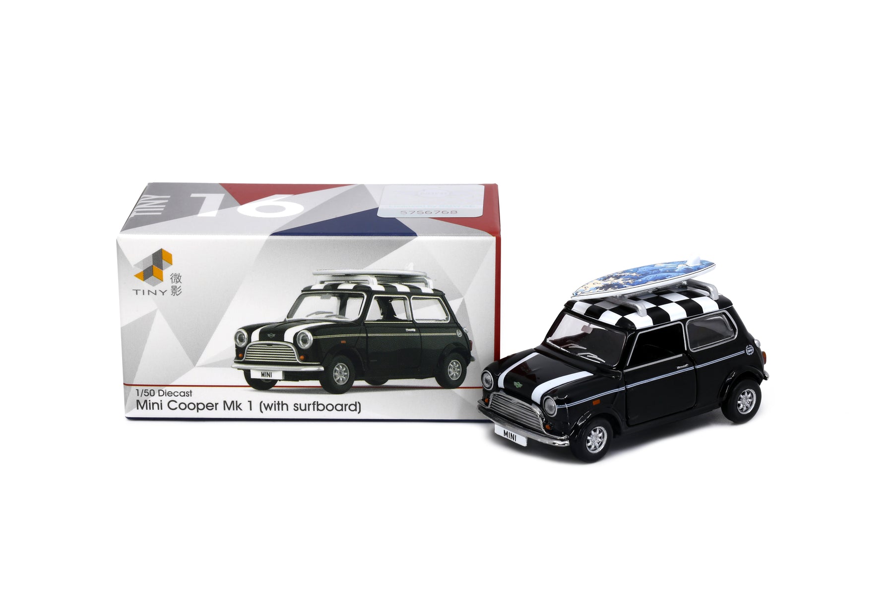Preorder] Tiny City 1:50 - Mini Cooper Mk1 (with surfboard