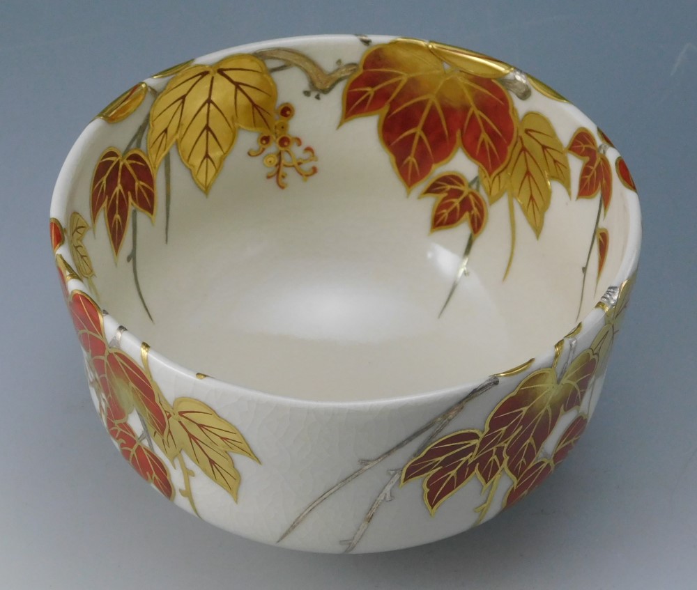 ワンコせんせ 茶道具 真葛焼 色絵 棗 久田宗也極め箱 M 9547 茶道具