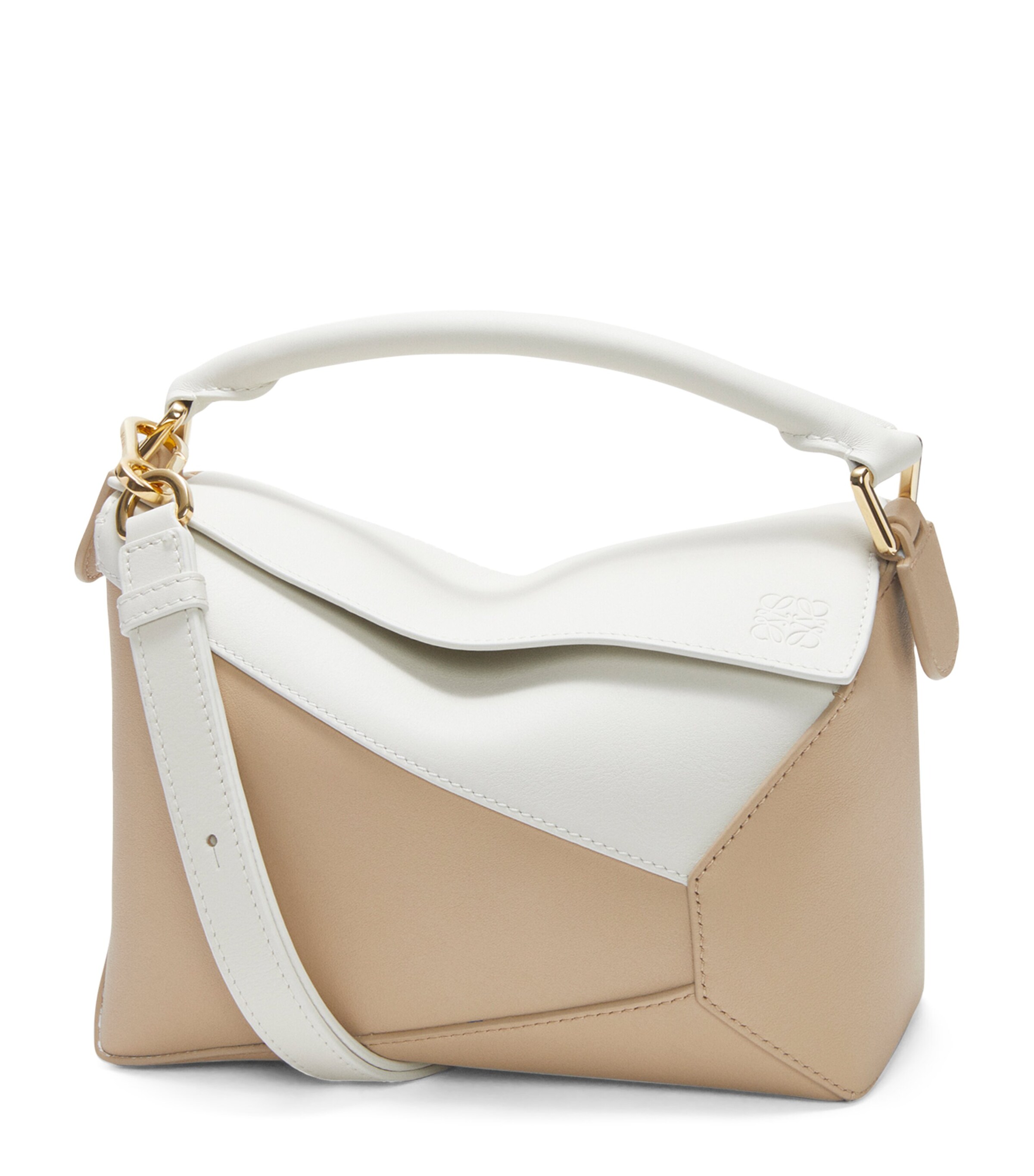 LOEWE White Small Leather Puzzle Top-Handle Bag | Harrods US