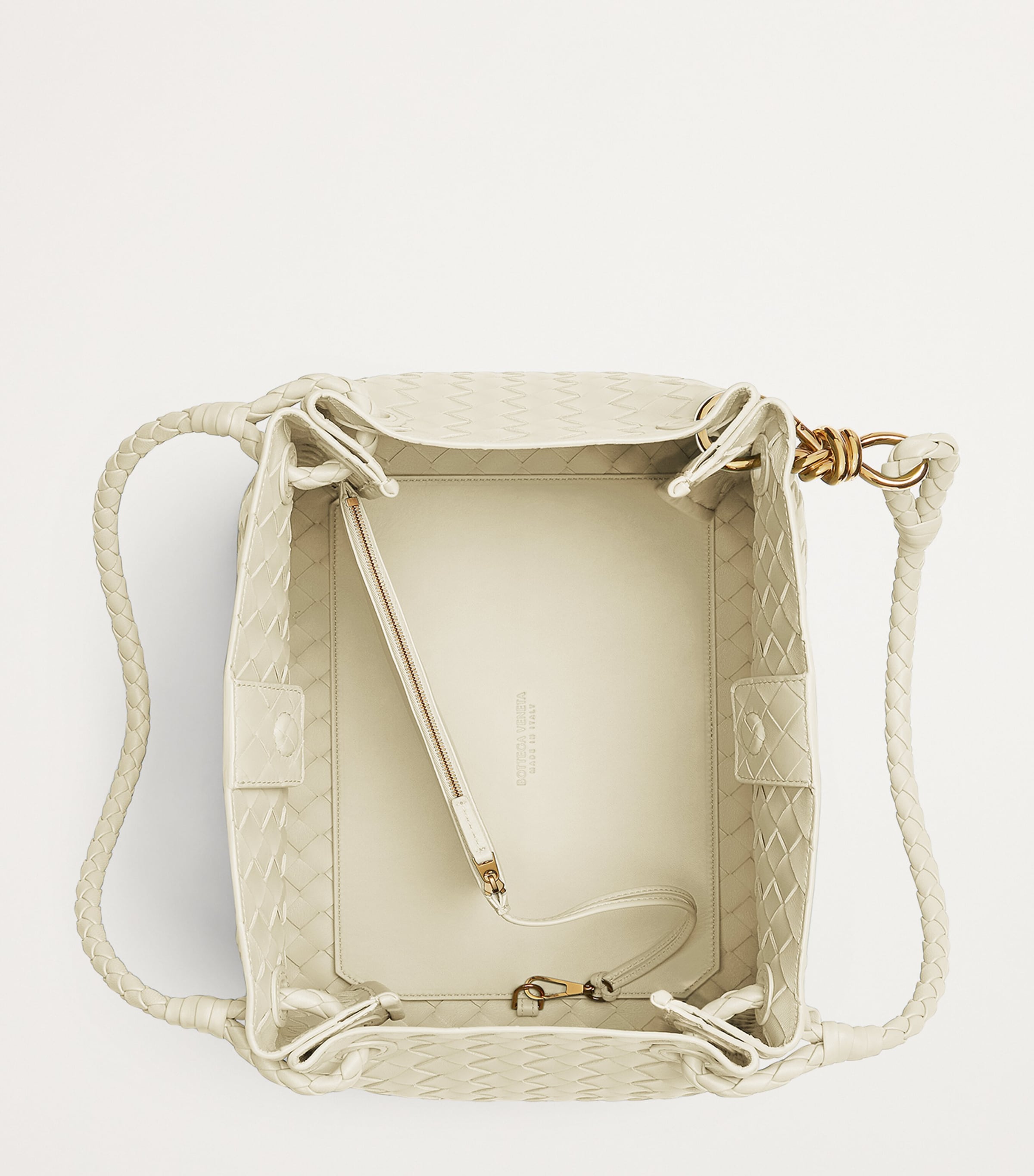 Bottega Veneta White Small Andiamo Parachute Bag | Harrods US