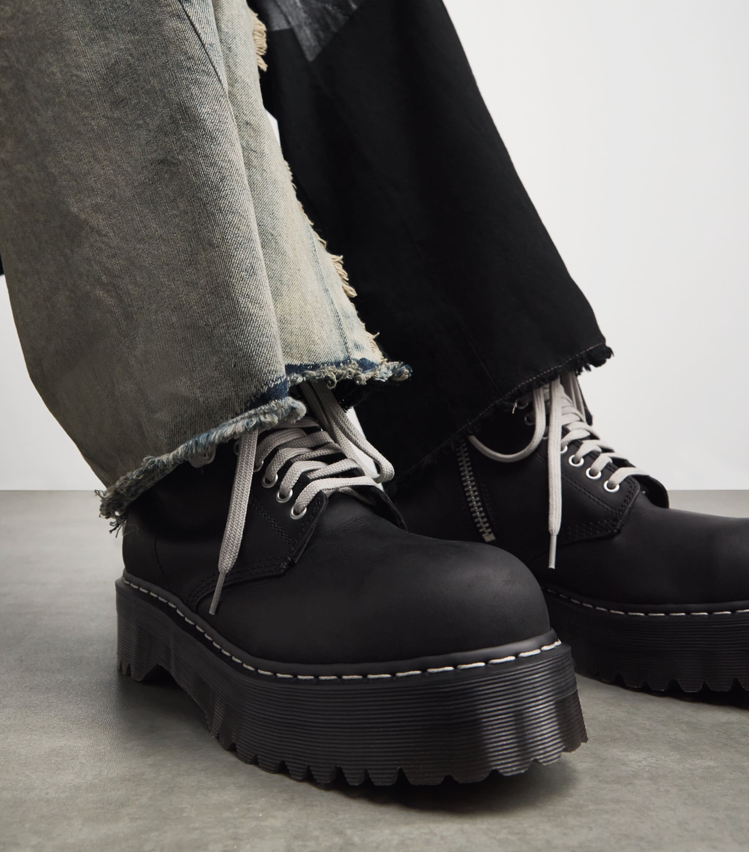 Rick Owens Black Rick Owens x Dr. Martens Leather Steel Toe Boots