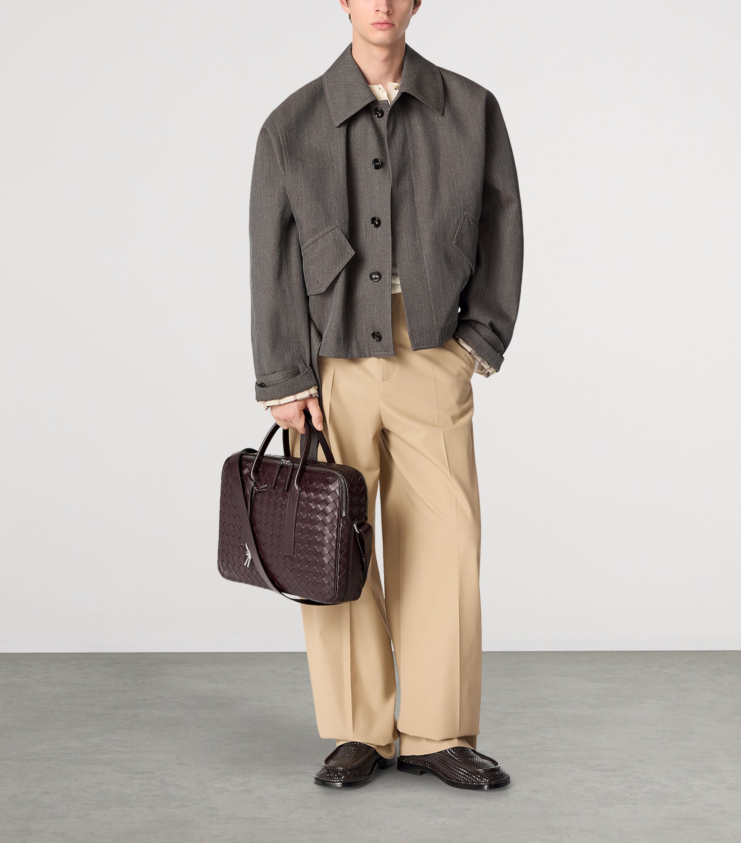 Bottega Veneta Brown Leather Intrecciato Getaway Briefcase