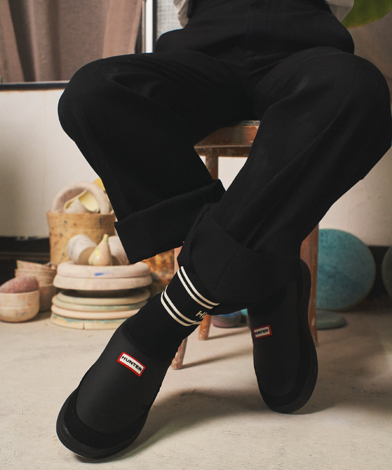 ユニセックス イン/アウト ハンター ニッテッド ソック スリッパ