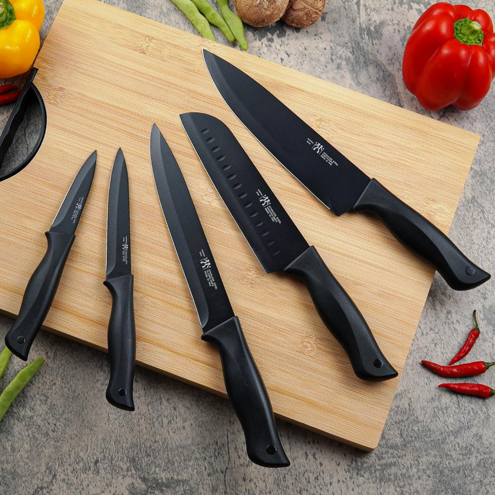 HUNTER.DUAL 15 Pcs Kitchen Knife Set with Block Self Sharpening