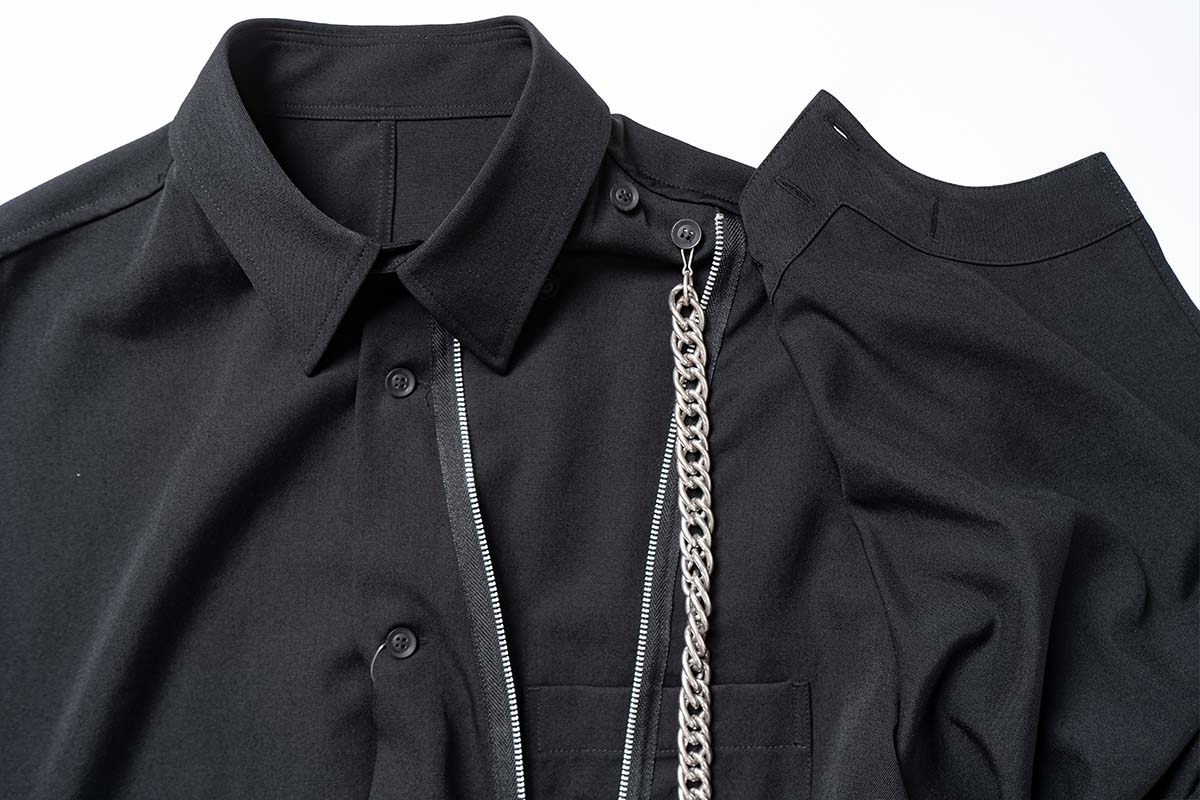 ヨウジヤマモト2020-21年秋冬 チェーン付きファスナーシャツ | HUES