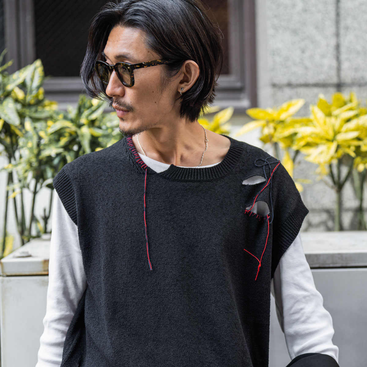 YOHJI YAMAMOTO ダメージニットベスト | HUES 福岡セレクトショップ