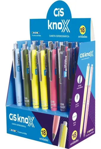 Caneta Esferografica Retratil Cis Knox 0.7mm 5 Cores Dp.c/18