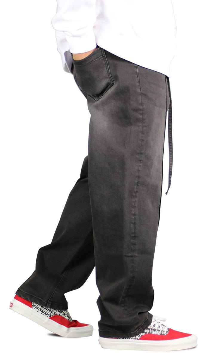 Fade Black Pleated Wide Jeans | Hyper Denim