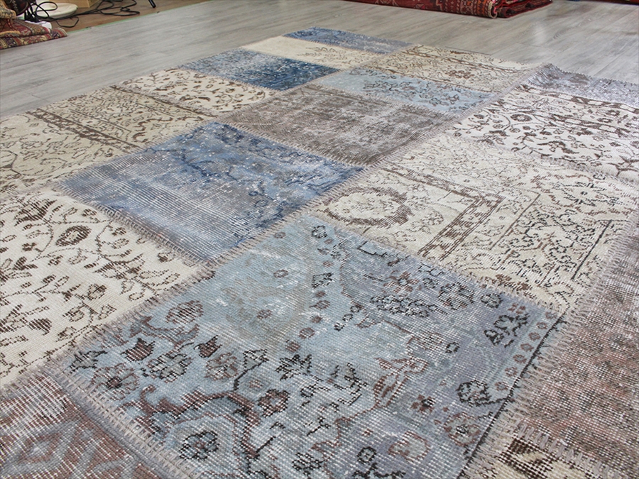 リサイクル・パッチワークラグ303×200cm アイボリーベージュ・ペール