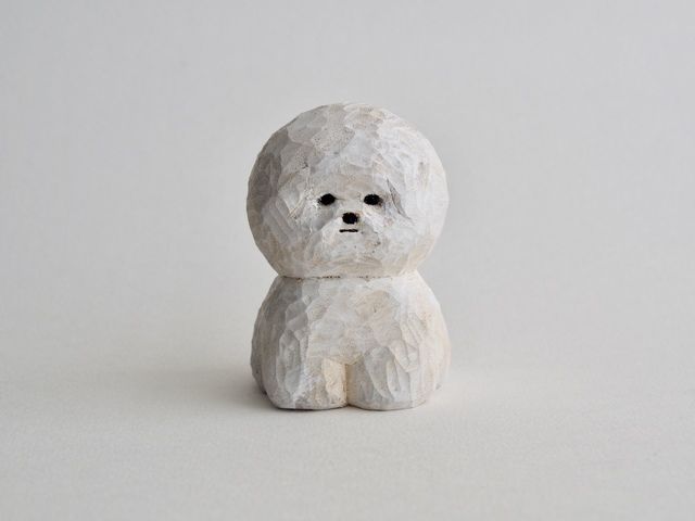 木彫り ビションフリーゼ(小)