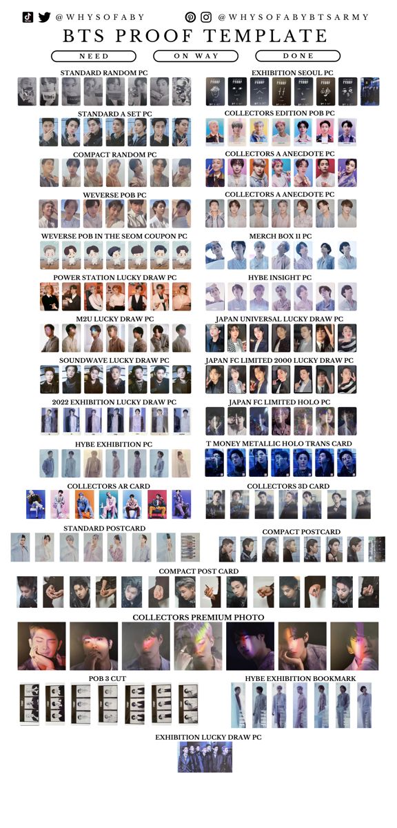 Bts proof photocard postcard photo frame pc template