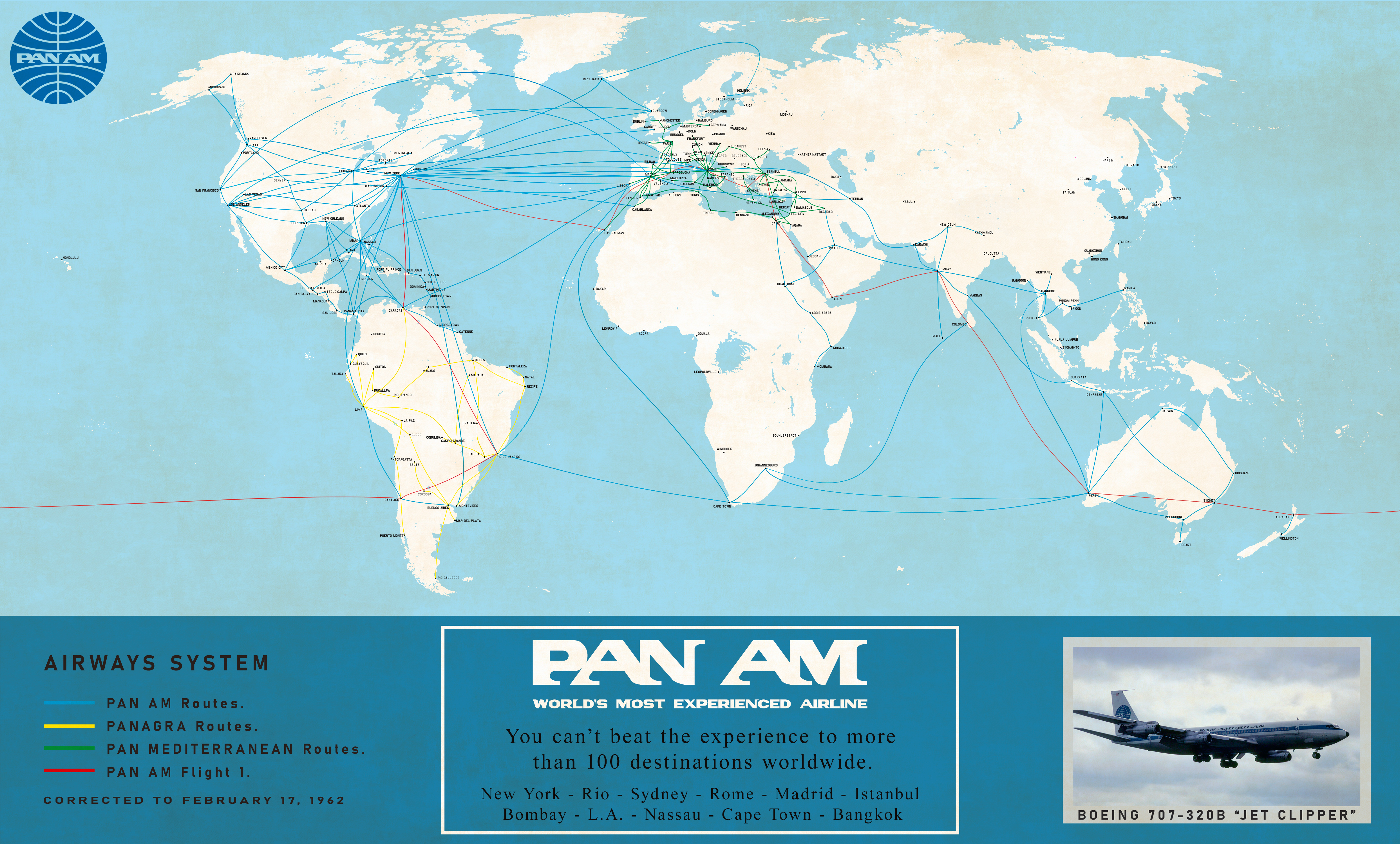 1962年のパンアメリカン航空とその子会社の路線 : r/TNOmod