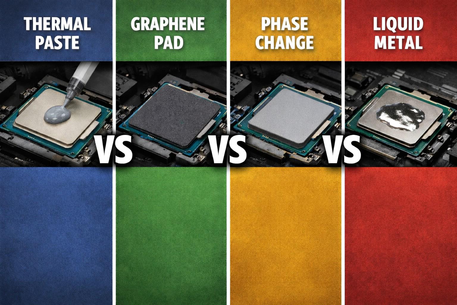 サーマルペースト vs グラフェンパッド vs 相変化 vs 液体金属 — CPU