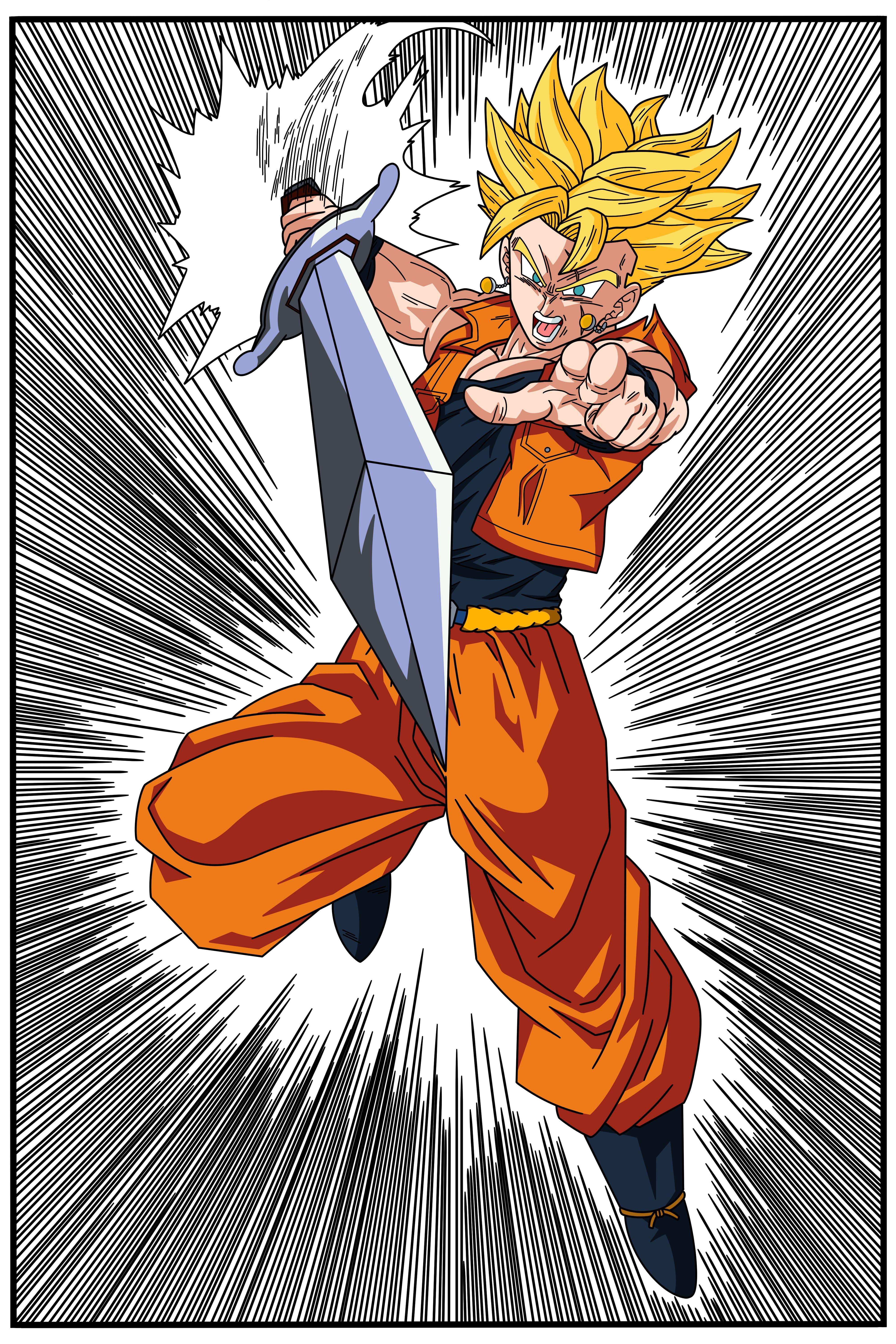 漫画風 未来悟飯&トランクス ポタラ合体 (俺作) : r/dbz