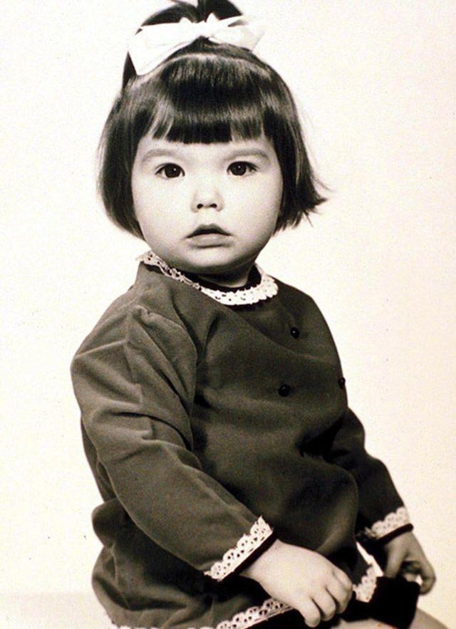 Two year old Björk Guðmundsdóttir in a studio picture taken in