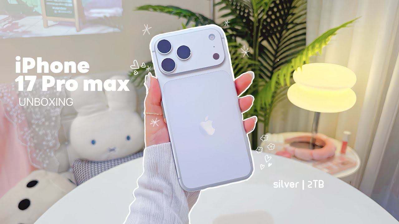 iphone 17 pro max (silver 2TB) aesthetic unboxing 🧸 | asmr + cute