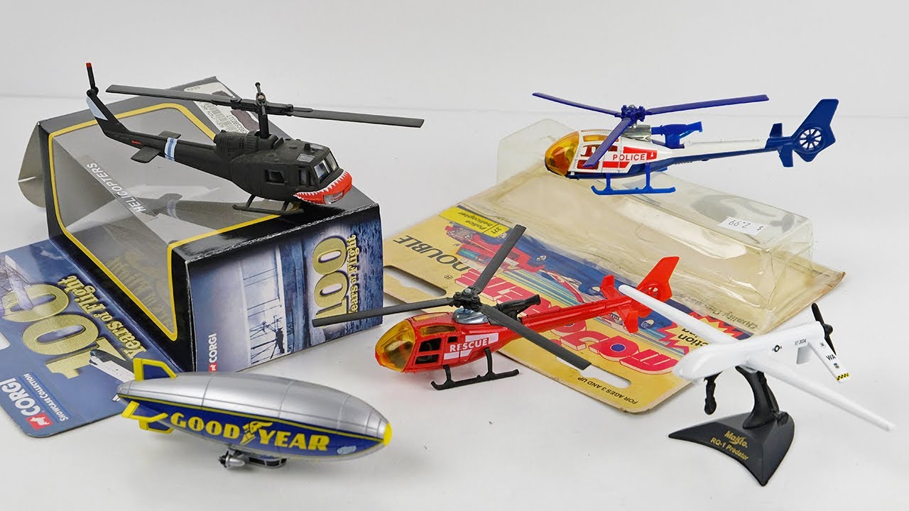UNBOXING Vintage Aircraft: Corgi UH IC Huey, Majorette Helicopters