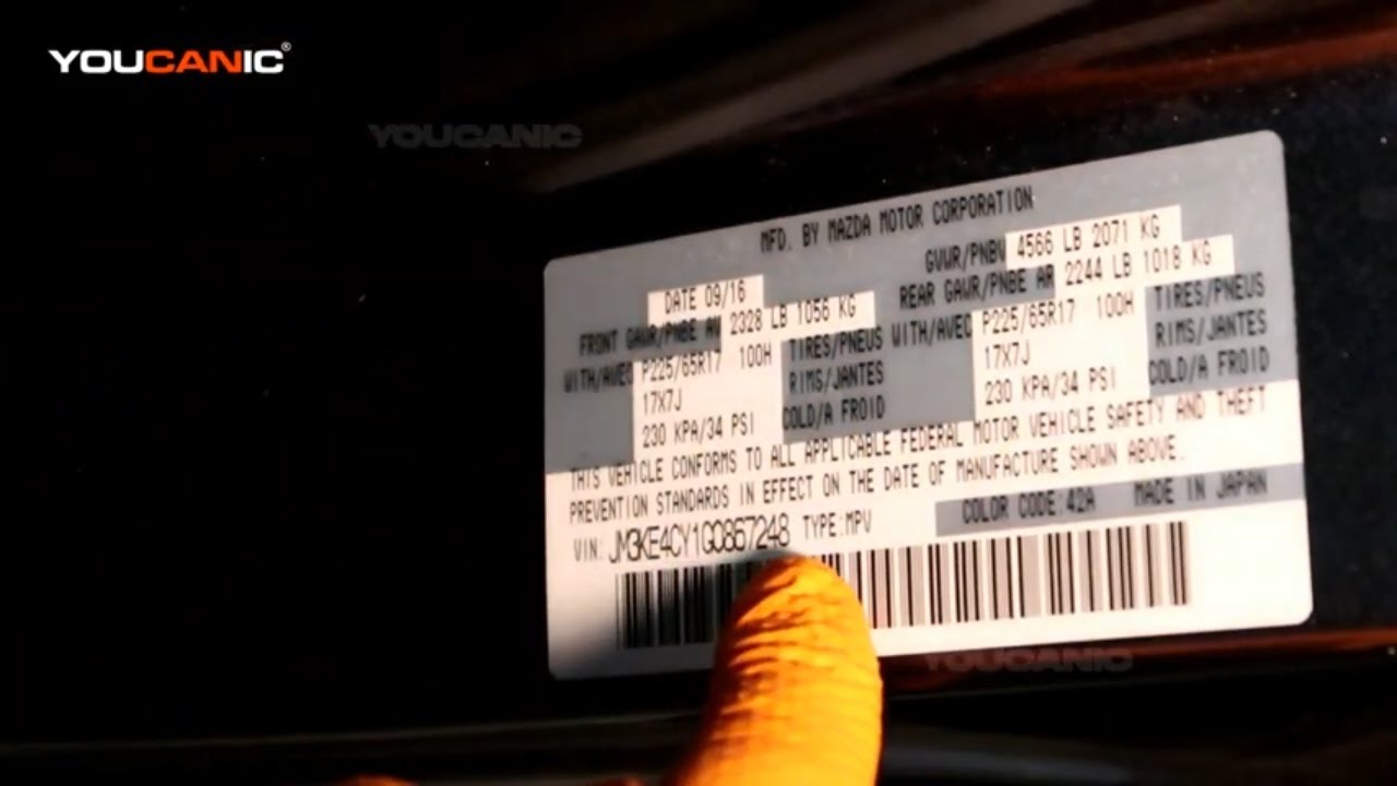 2013-2017 Mazda CX-5 - Vehicle Identification Number (VIN