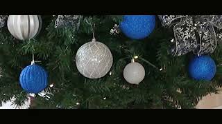 ウッドポットクリスマスツリーセット ブルーシルバー［ストエキ