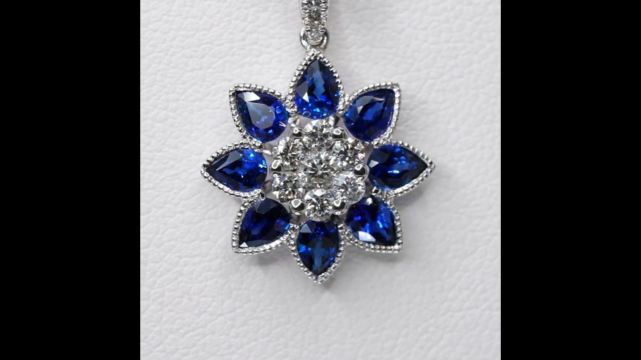 サファイア ダイヤモンドフラワーモチーフネックレス SA 1.41ct D 0.38