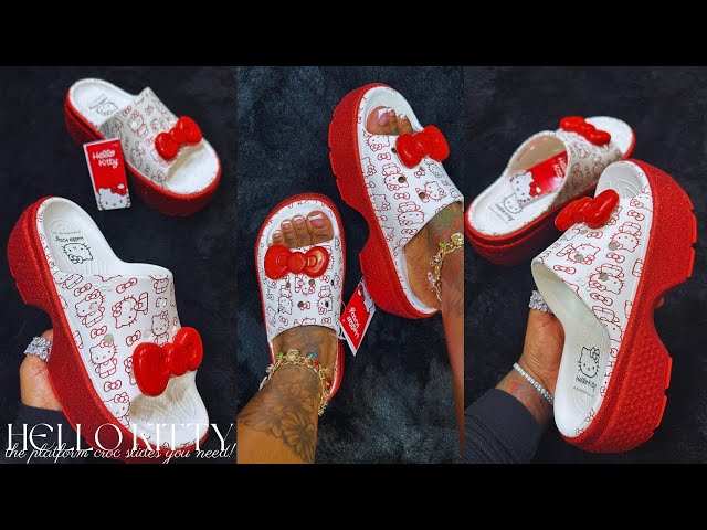 CROCS x HELLO KITTY STOMP SLIDE UNBOXING REVIEW & TRY ON | 50TH