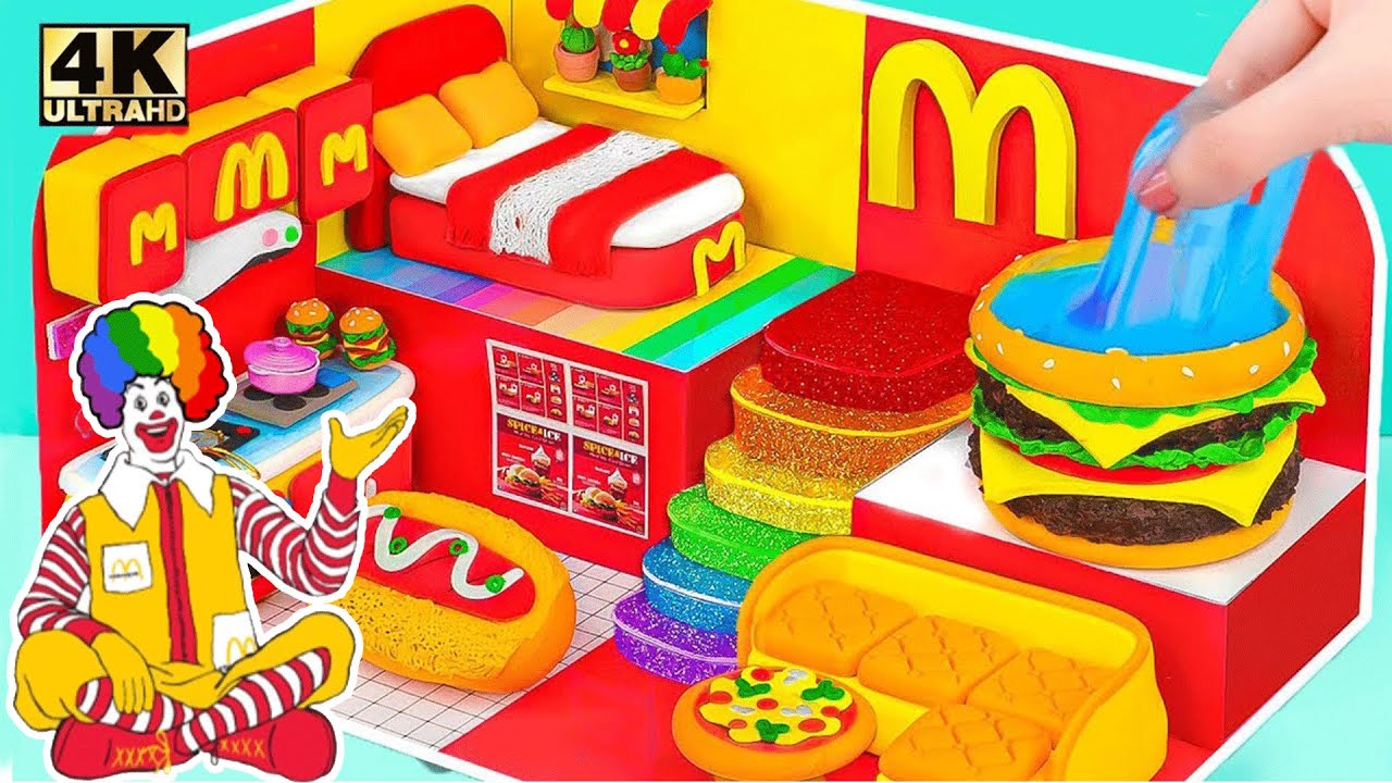 How to make Amazing McDonald's Miniature House with Rainbow Slide
