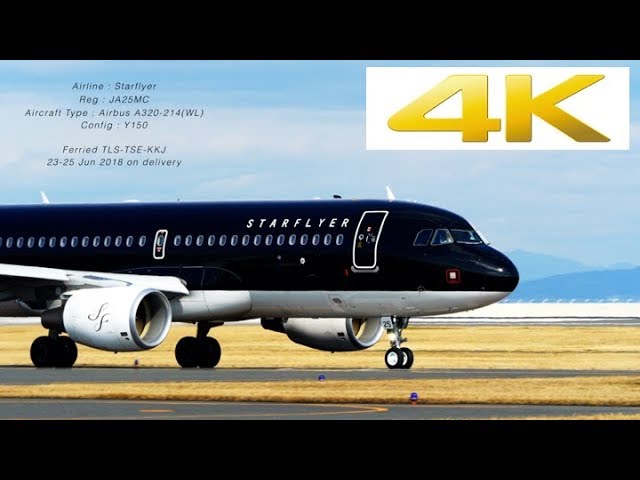 4k] スターフライヤー Star Flyer [7G/SFJ] Airbus A320-200 「JA25MC