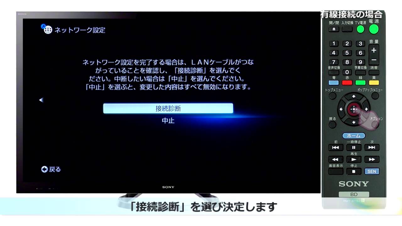 ソニー ブルーレイディスクプレーヤー ネットへの接続方法 (有線接続