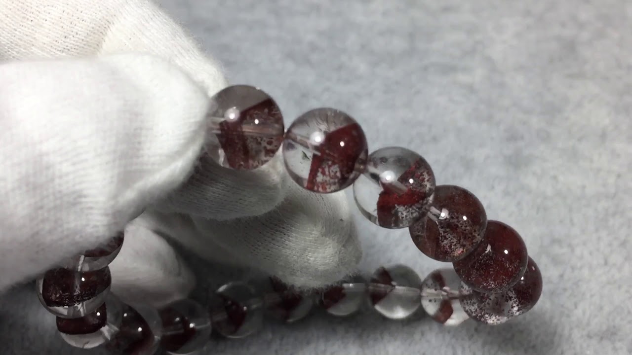 高品質]ブラジル産レッドファントムクォーツブレスレット（約10mm玉