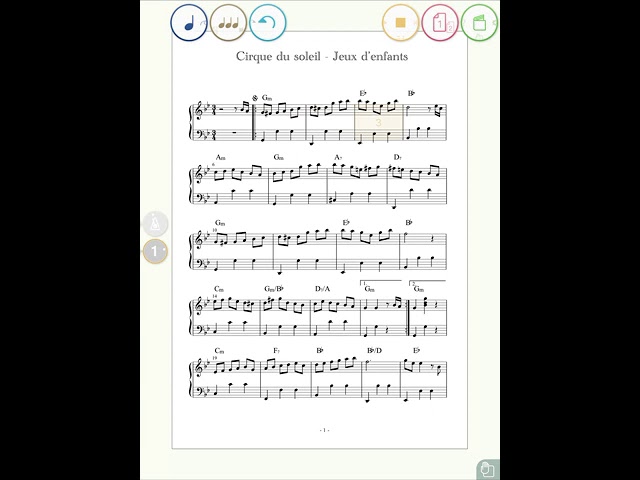 楽譜】シルク・ドゥ・ソレイユ Jeux d'enfants (アコーディオン) - YouTube