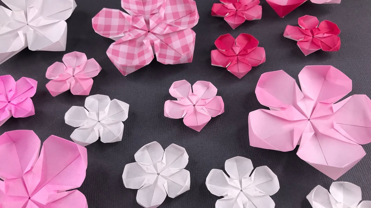 折り紙 梅の花 折り方 Origami plum flower tutorial（NiceNo1） - YouTube