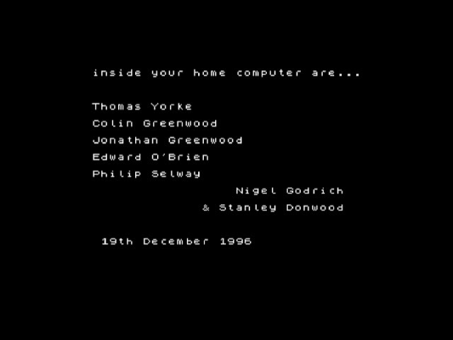 Radiohead ZX Spectrum program from OK Computer OKNOTOK 1997-2017
