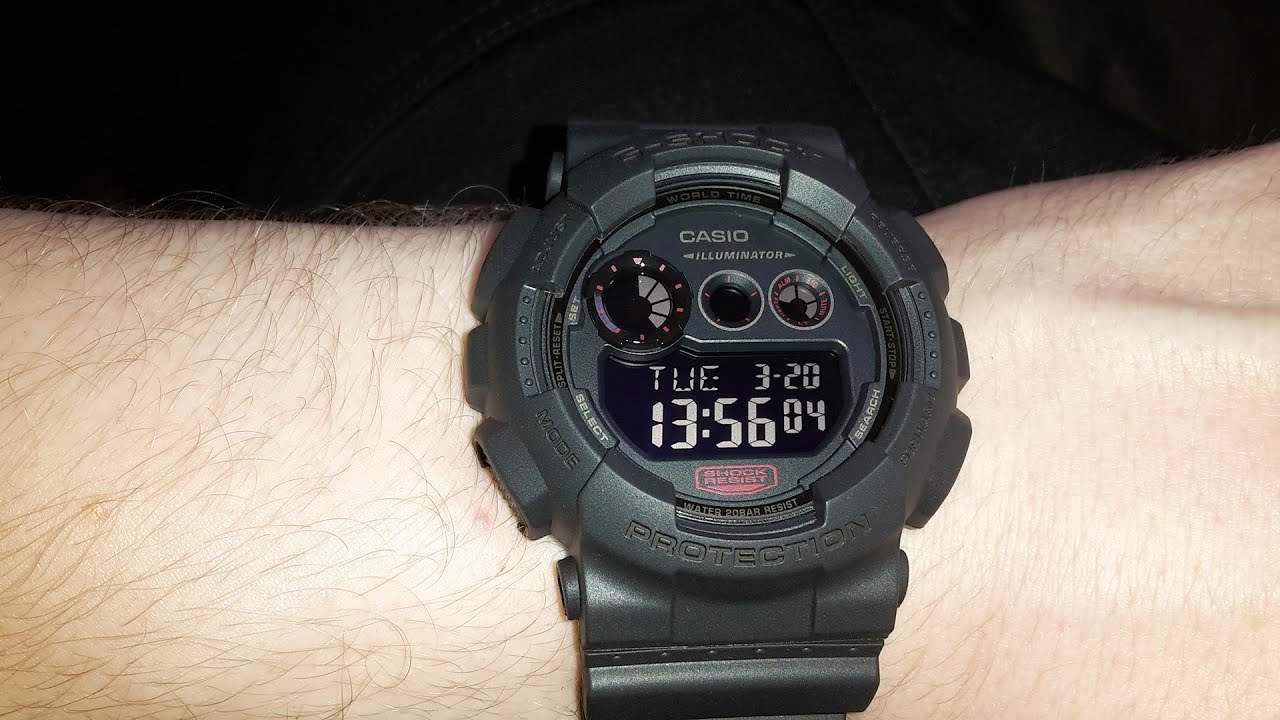 Casio G-Shock GD-120MB-1ER Military Black Watch Overview - YouTube