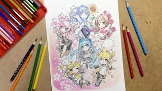 色鉛筆で初音ミクの塗り絵を塗ってみた(byもじゃクッキー) - YouTube